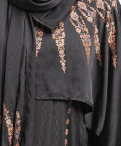 Black Satin-Georgette Abaya Set - Image 3
